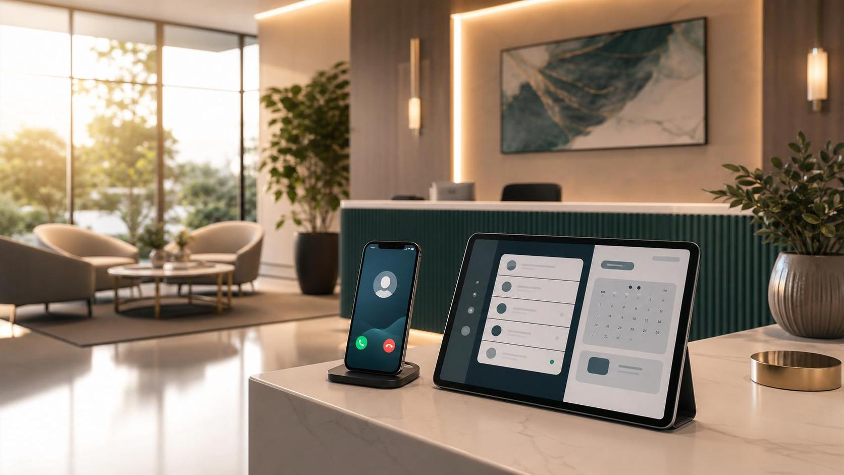 Clinic reception desk representing front-desk call capture